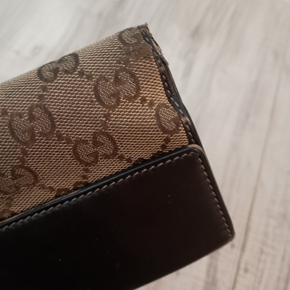Auth GUCCI GG Canvas & Leather Brown Bifold Long Wallet Purse Women's - Picture 6 of 16